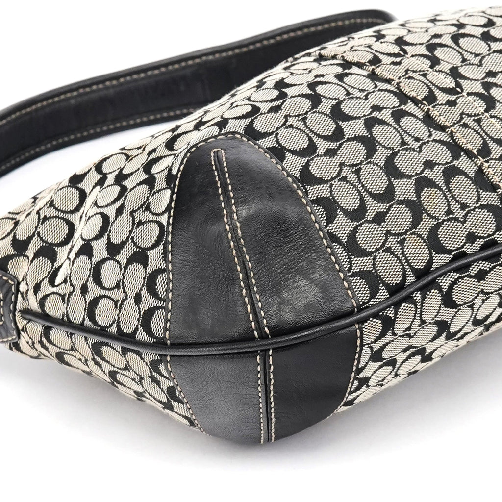 11297 Grey Black Signature Canvas Ergo Hobo Bag