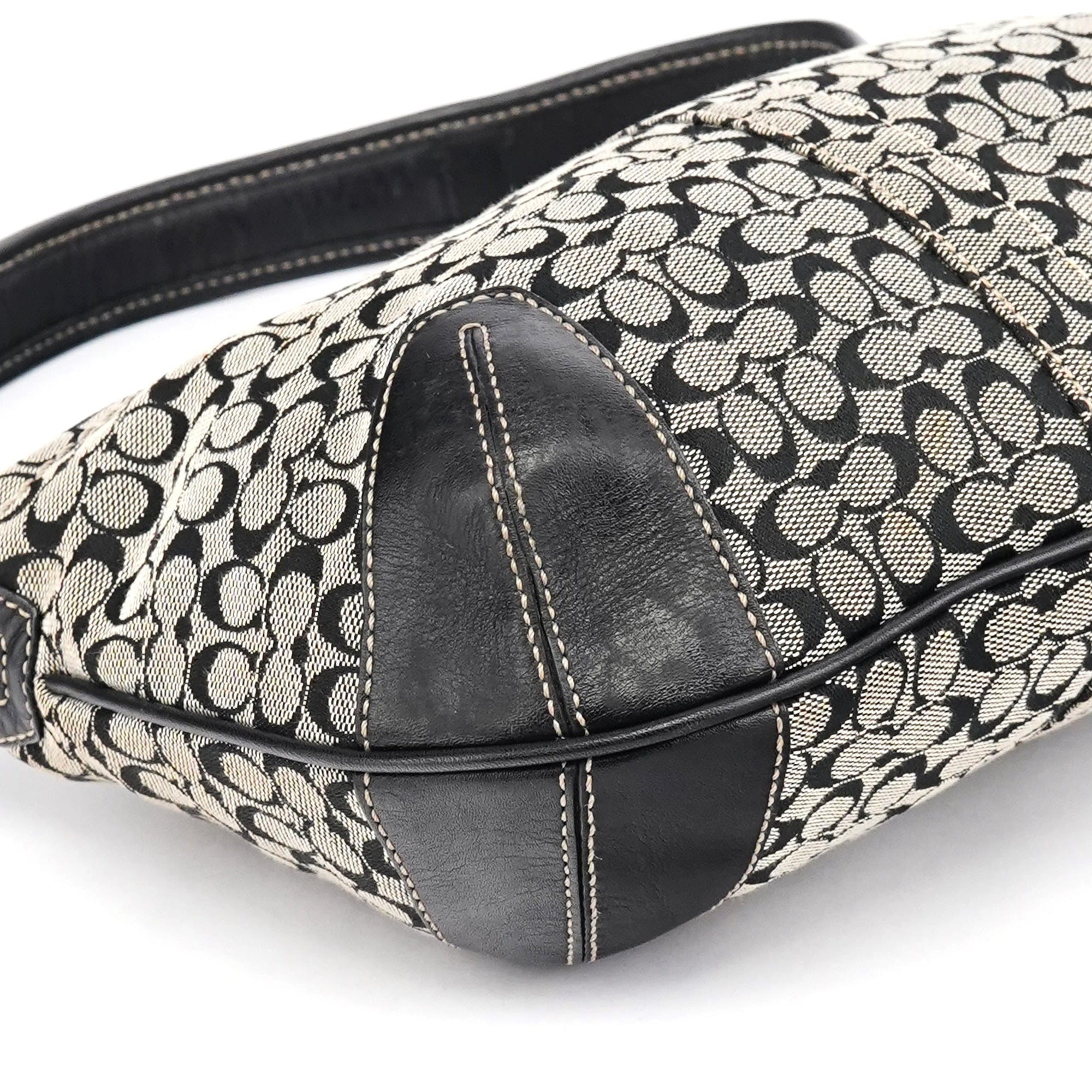 11297 Grey Black Signature Canvas Ergo Hobo Bag