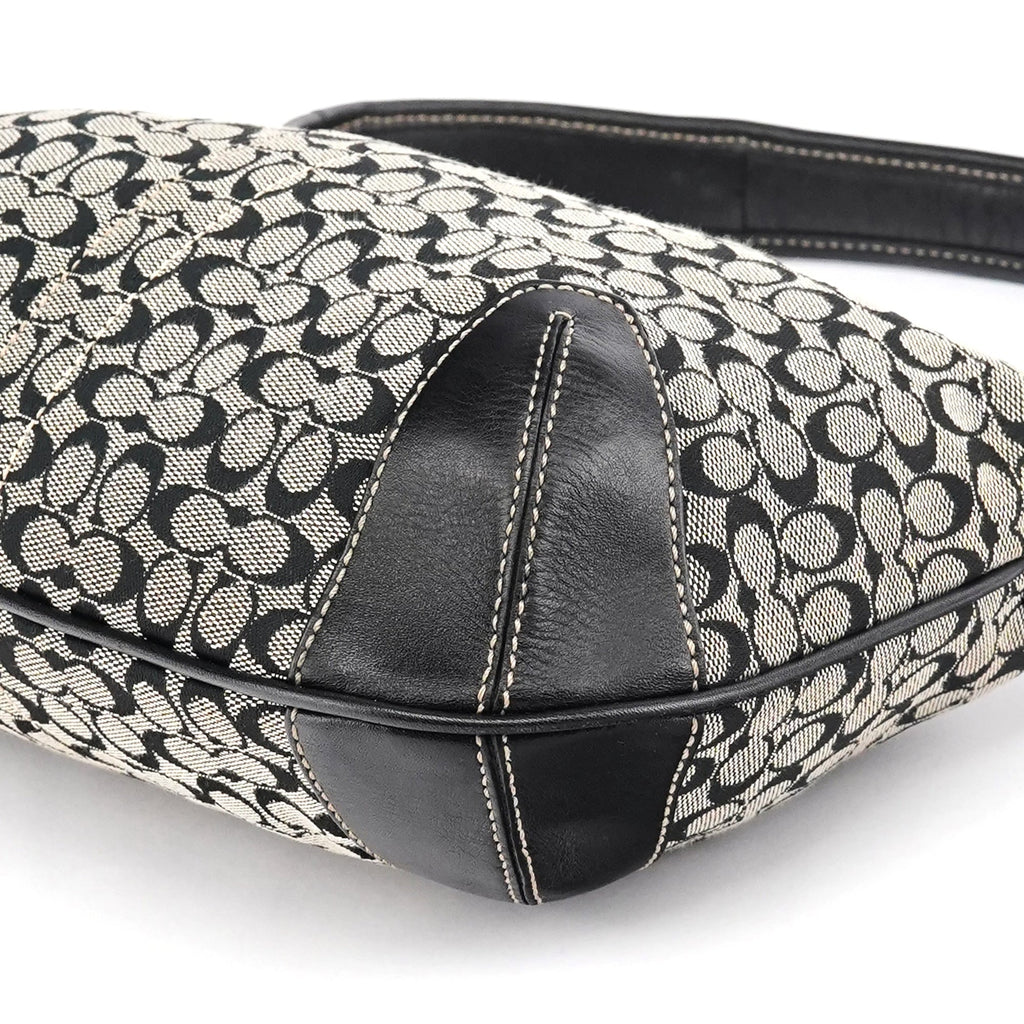 11297 Grey Black Signature Canvas Ergo Hobo Bag