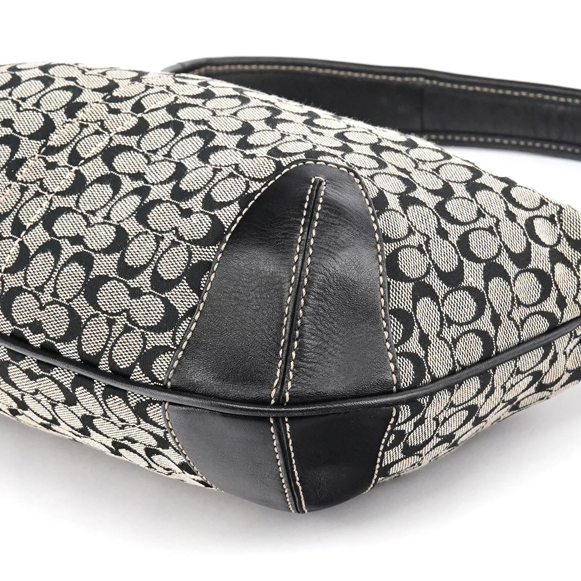 11297 Grey Black Signature Canvas Ergo Hobo Bag