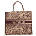 Dior Toile de Jouy Embroidery Book Tote Beige/BurgundyM1286ZTDT_M974 Canvas Size Large