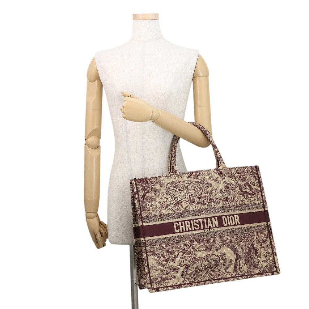 Dior Toile de Jouy Embroidery Book Tote Beige/BurgundyM1286ZTDT_M974 Canvas Size Large