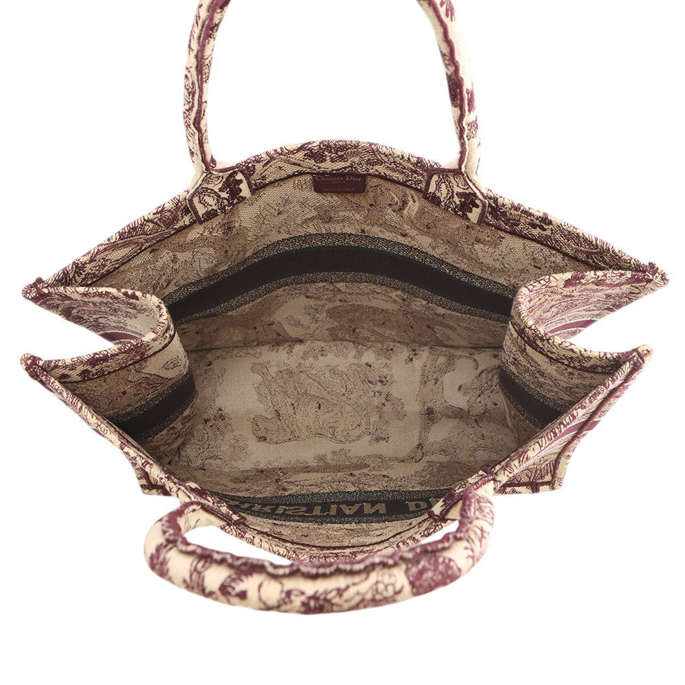 Dior Toile de Jouy Embroidery Book Tote Beige/BurgundyM1286ZTDT_M974 Canvas Size Large