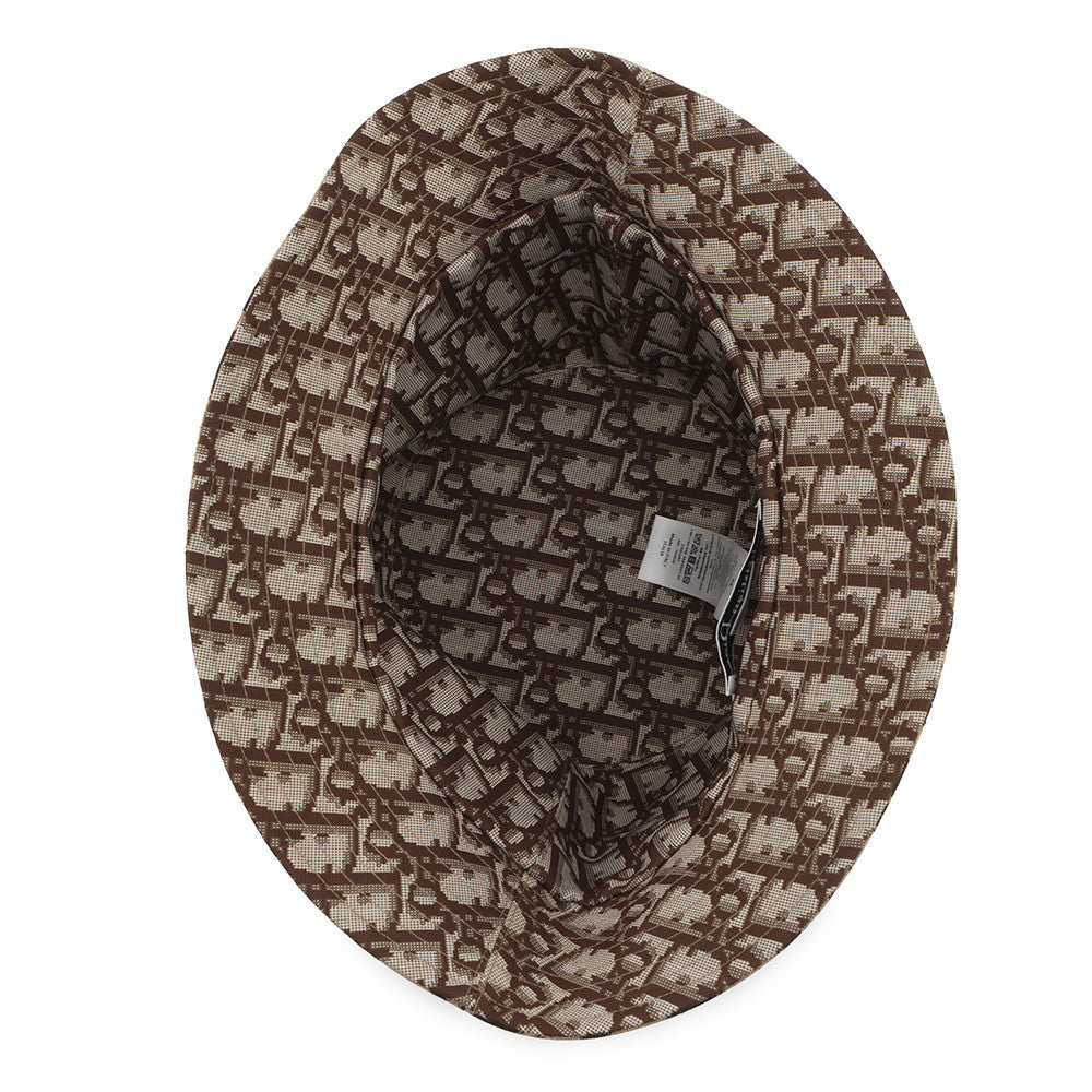 Dior Leopard Pattern Oblique Reversible Bucket Hat Size 58 Beige/Brown14LEO923I134 Polyester46% Cotton46% Polyurethane8%