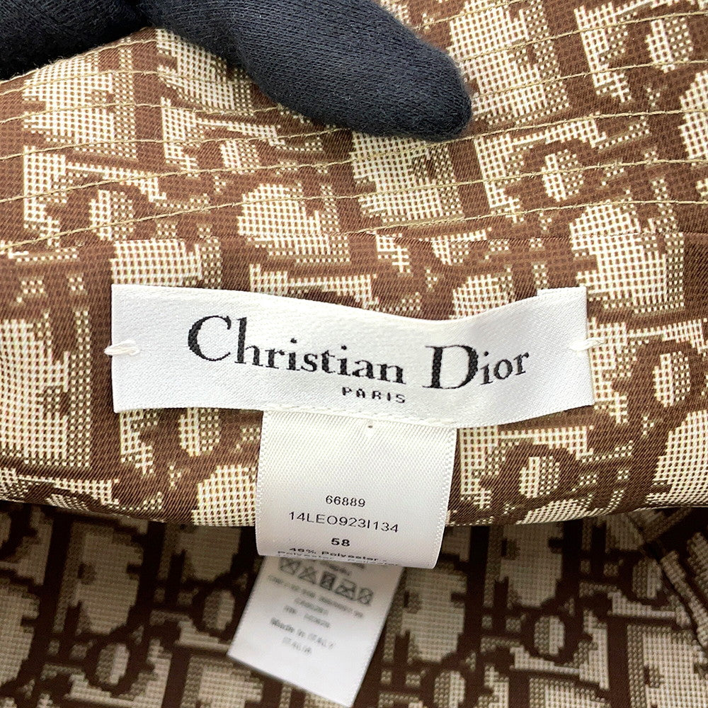 Dior Leopard Pattern Oblique Reversible Bucket Hat Size 58 Beige/Brown14LEO923I134 Polyester46% Cotton46% Polyurethane8%