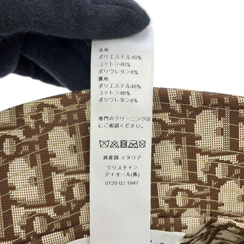 Dior Leopard Pattern Oblique Reversible Bucket Hat Size 58 Beige/Brown14LEO923I134 Polyester46% Cotton46% Polyurethane8%