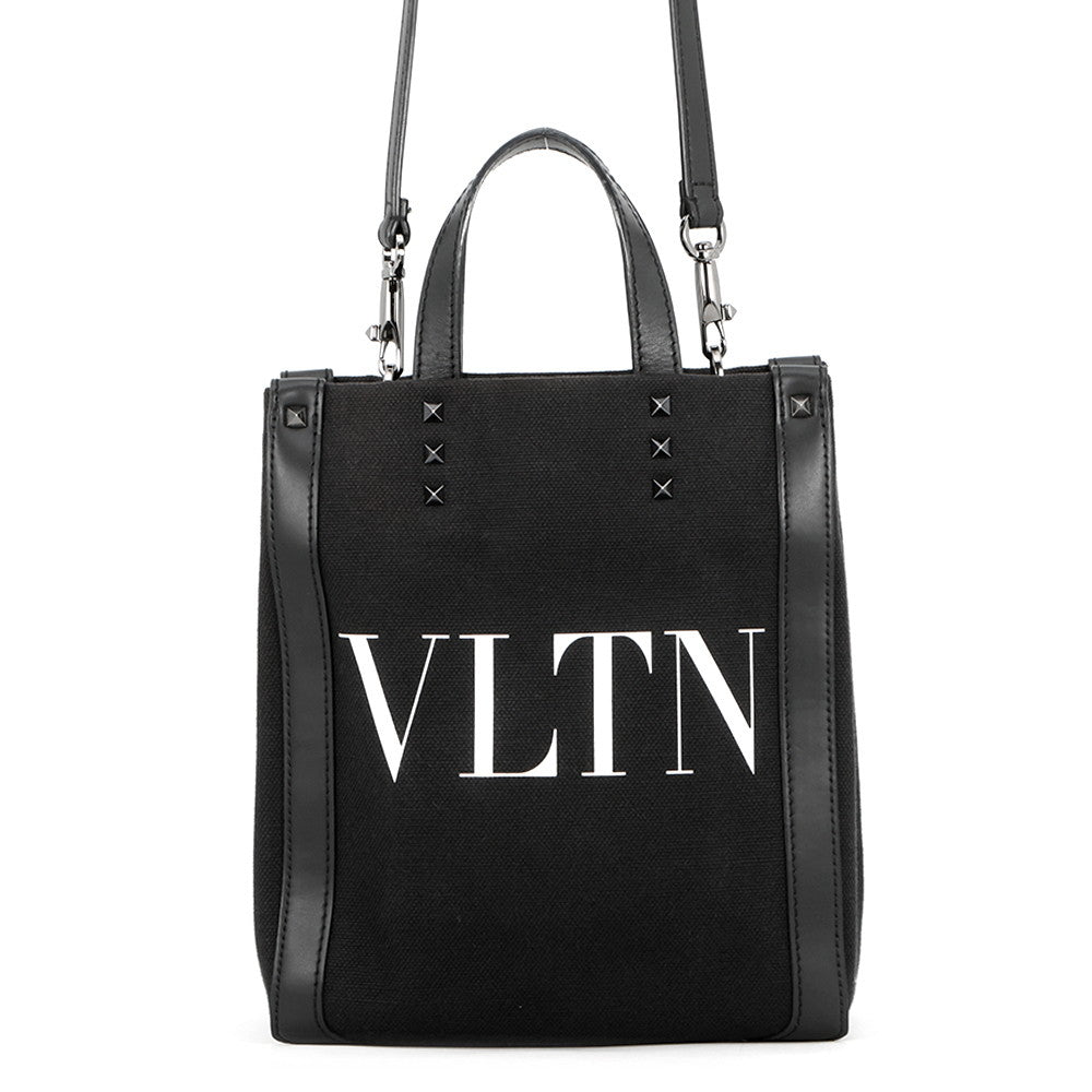 Valentino Garavani VLTN Lock Studded 2-Way Bag Black/White5Y2B0B78PYY_0N1 Canvas Leather