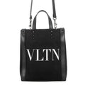 Valentino Garavani VLTN Lock Studded 2-Way Bag Black/White5Y2B0B78PYY_0N1 Canvas Leather