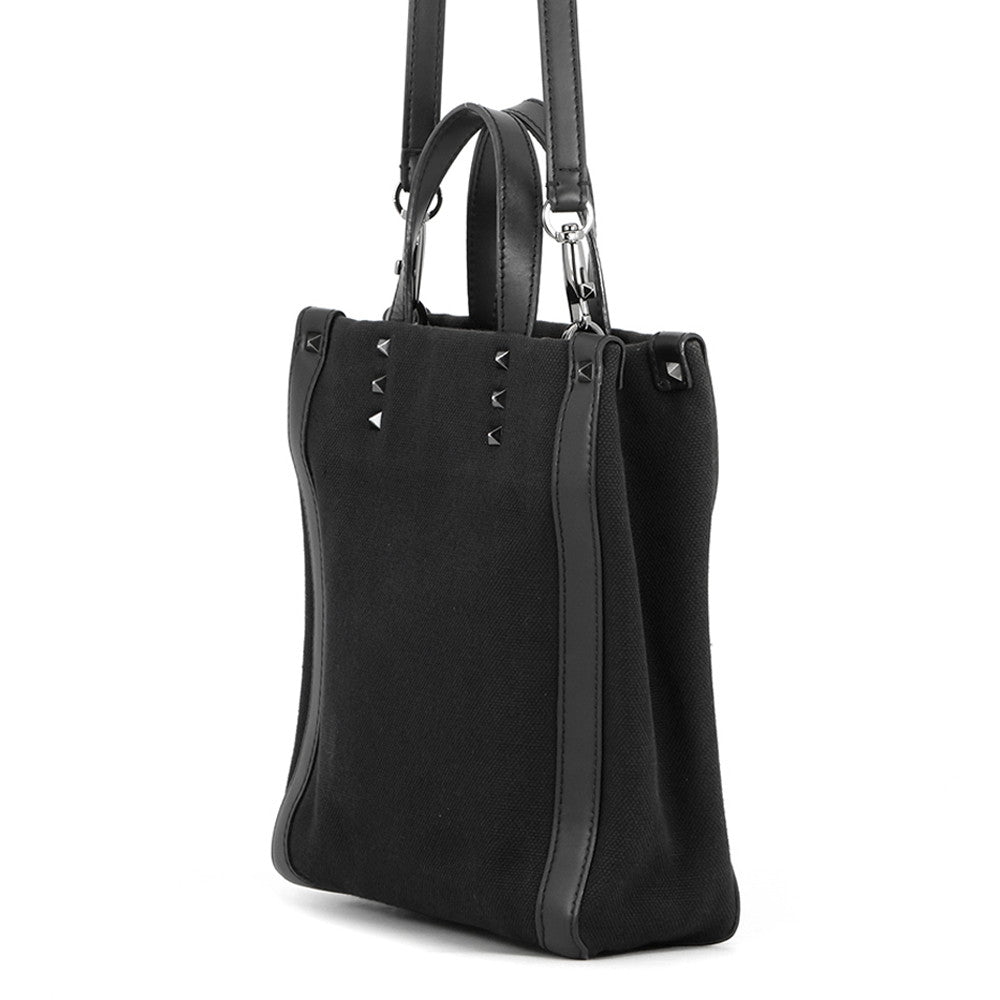 Valentino Garavani VLTN Lock Studded 2-Way Bag Black/White5Y2B0B78PYY_0N1 Canvas Leather