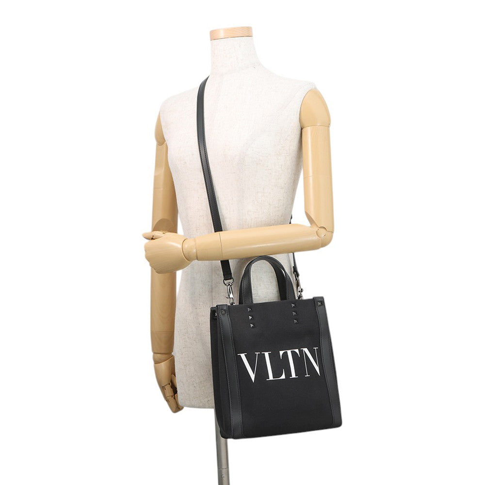 Valentino Garavani VLTN Lock Studded 2-Way Bag Black/White5Y2B0B78PYY_0N1 Canvas Leather