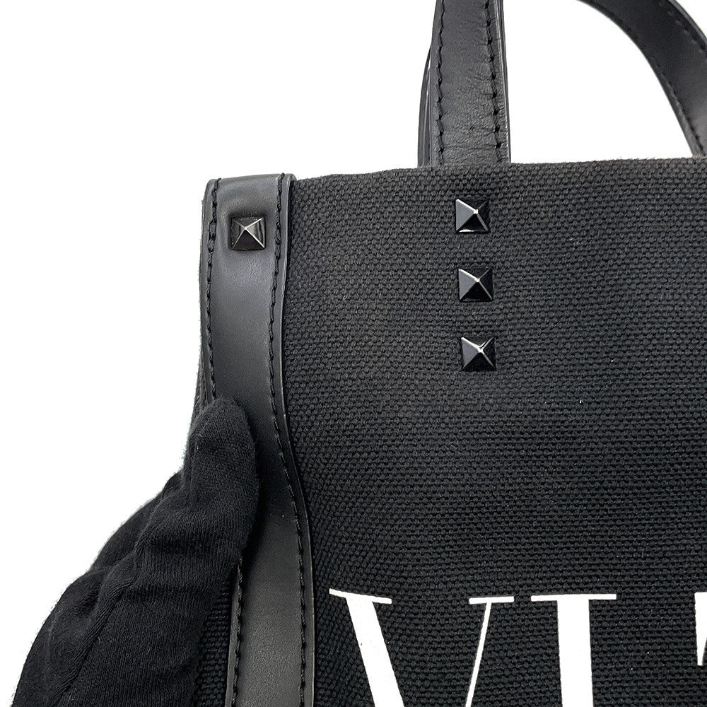 Valentino Garavani VLTN Lock Studded 2-Way Bag Black/White5Y2B0B78PYY_0N1 Canvas Leather