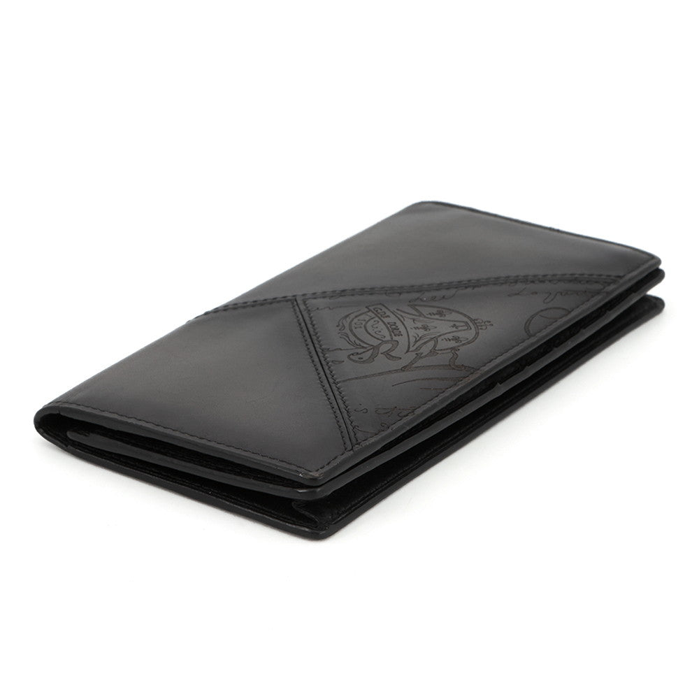 Berluti Calligraphy Long Wallet Dark Gray Leather