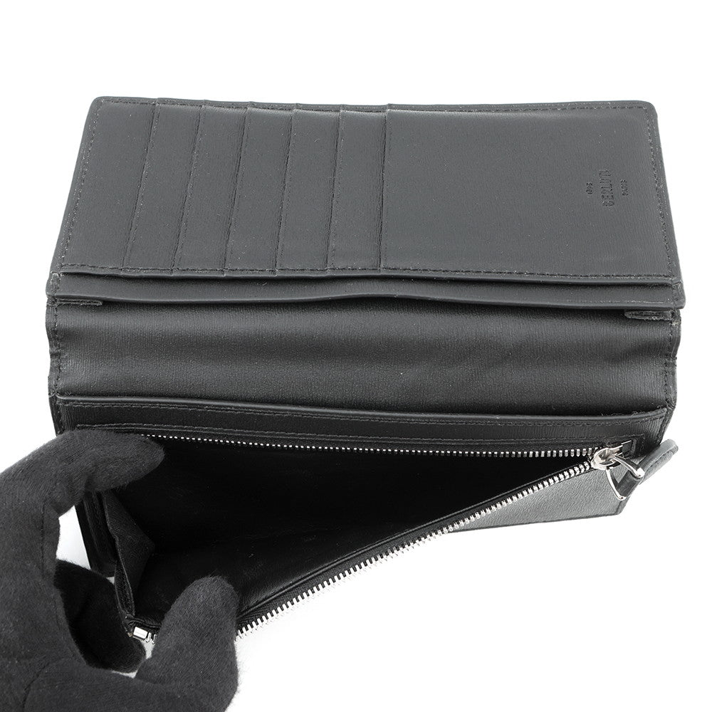 Berluti Calligraphy Long Wallet Dark Gray Leather