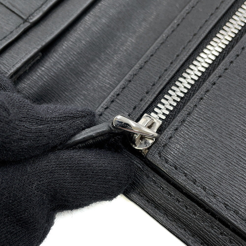 Berluti Calligraphy Long Wallet Dark Gray Leather