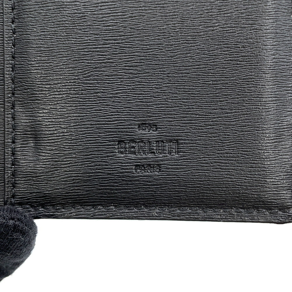 Berluti Calligraphy Long Wallet Dark Gray Leather