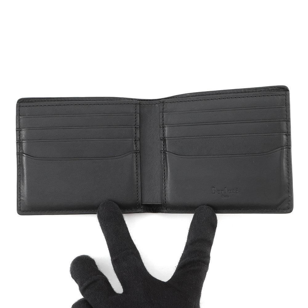 Berluti Calligraphy Bifold Wallet Dark Gray Leather