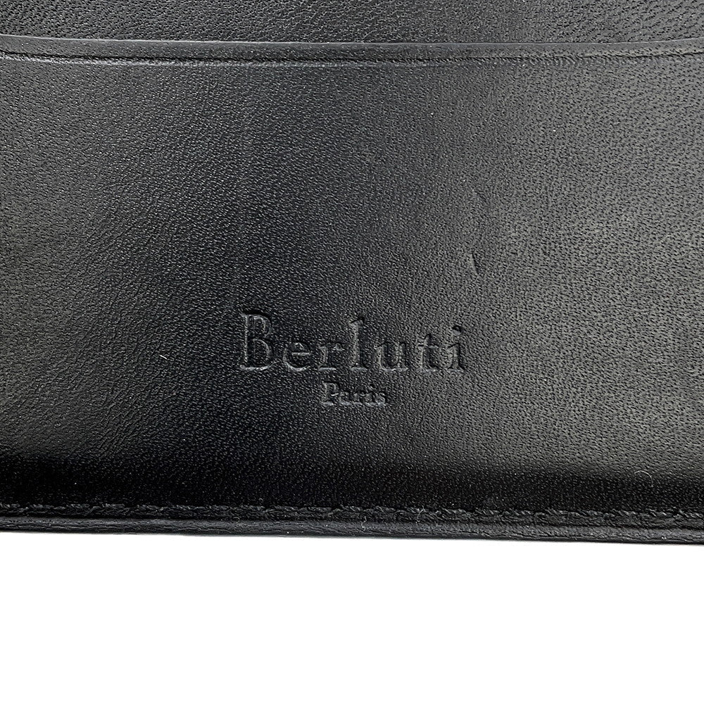 Berluti Calligraphy Bifold Wallet Dark Gray Leather