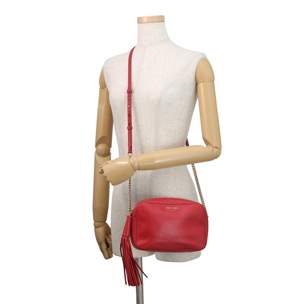 JIMMY CHOO Atini Shoulder Bag Red Leather