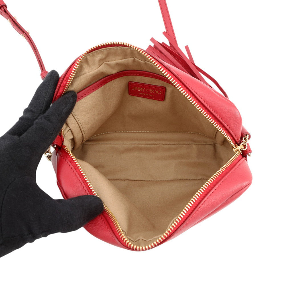 JIMMY CHOO Atini Shoulder Bag Red Leather