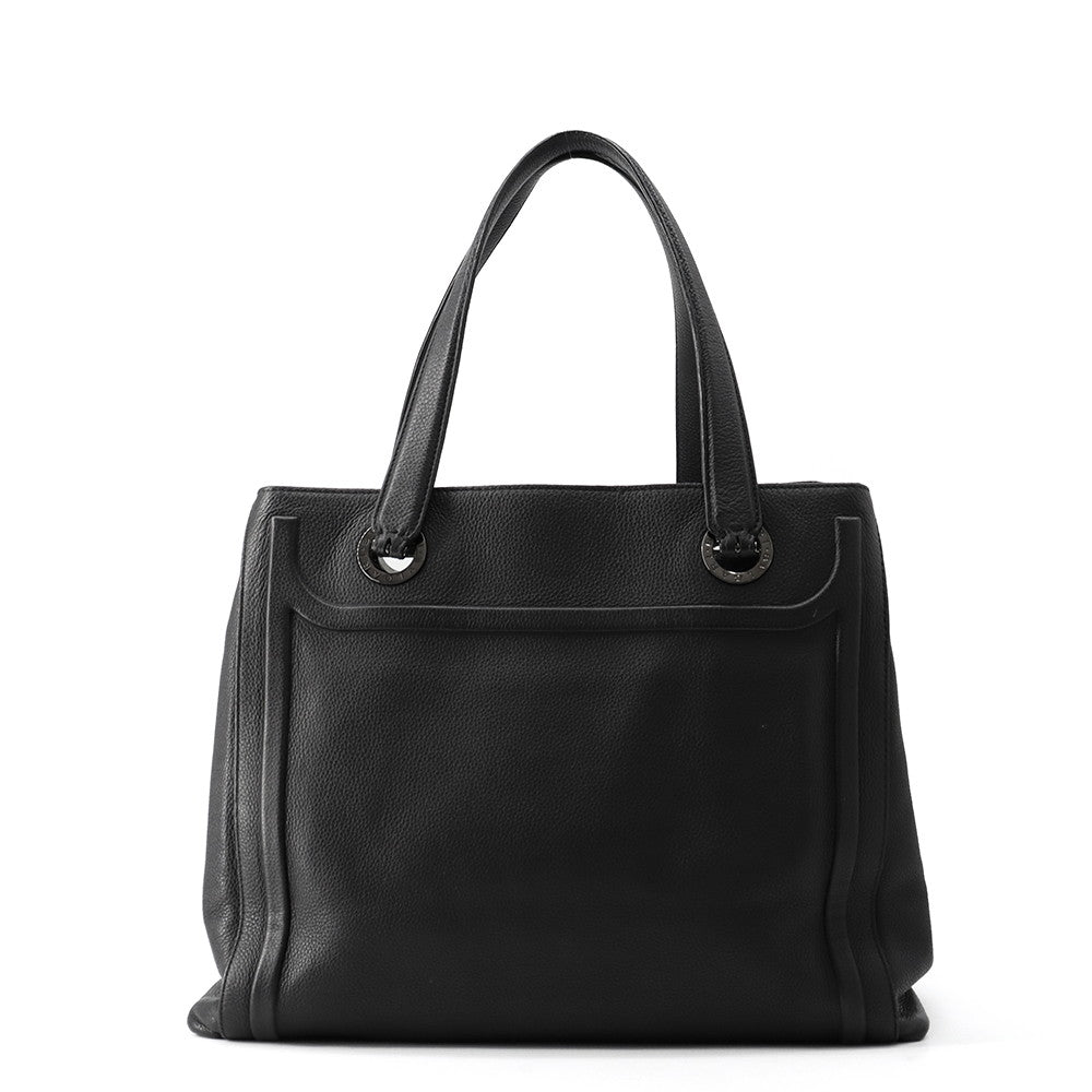BVLGARI Tote Bag Black Leather