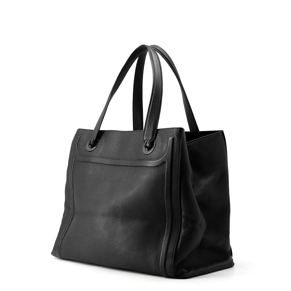 BVLGARI Tote Bag Black Leather