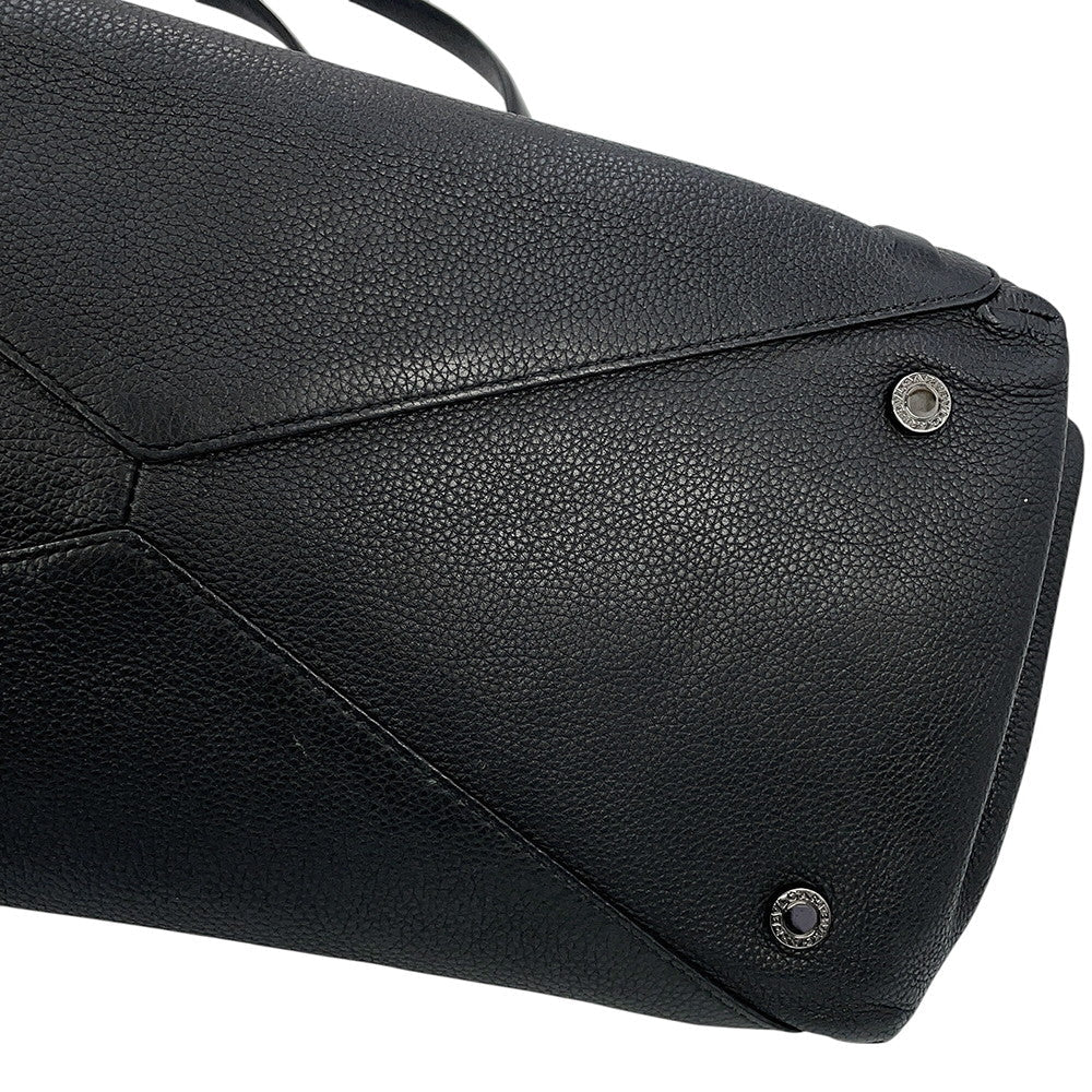 BVLGARI Tote Bag Black Leather