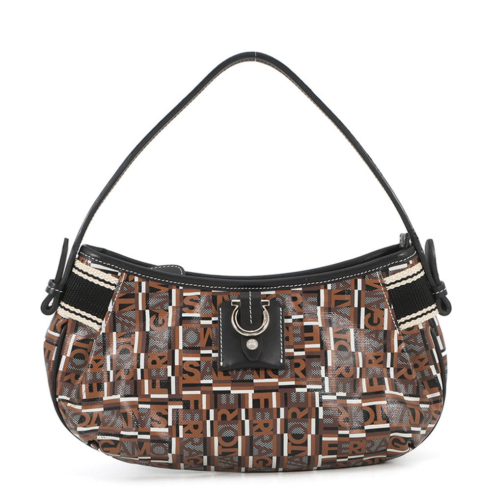 Ferragamo Gancini Handbag Brown21A507 PVC Leather