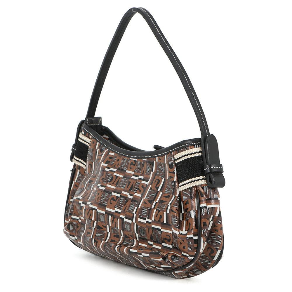 Ferragamo Gancini Handbag Brown21A507 PVC Leather