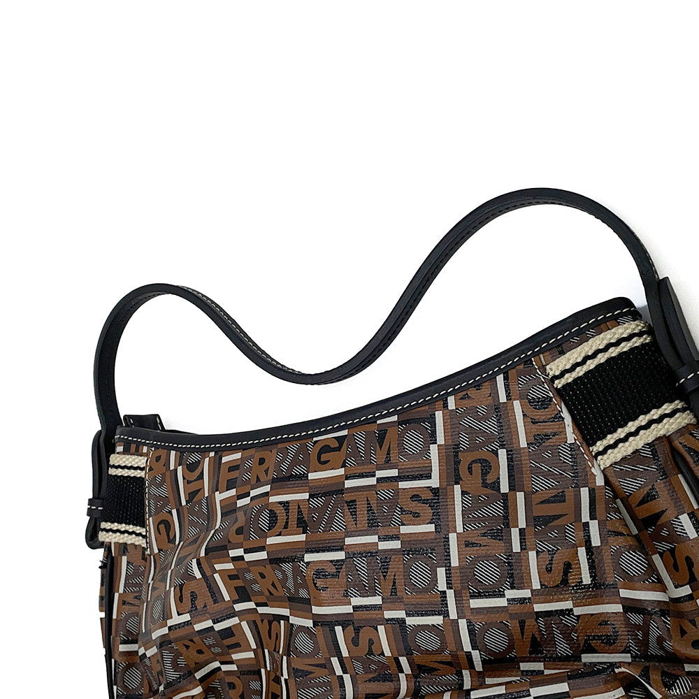Ferragamo Gancini Handbag Brown21A507 PVC Leather