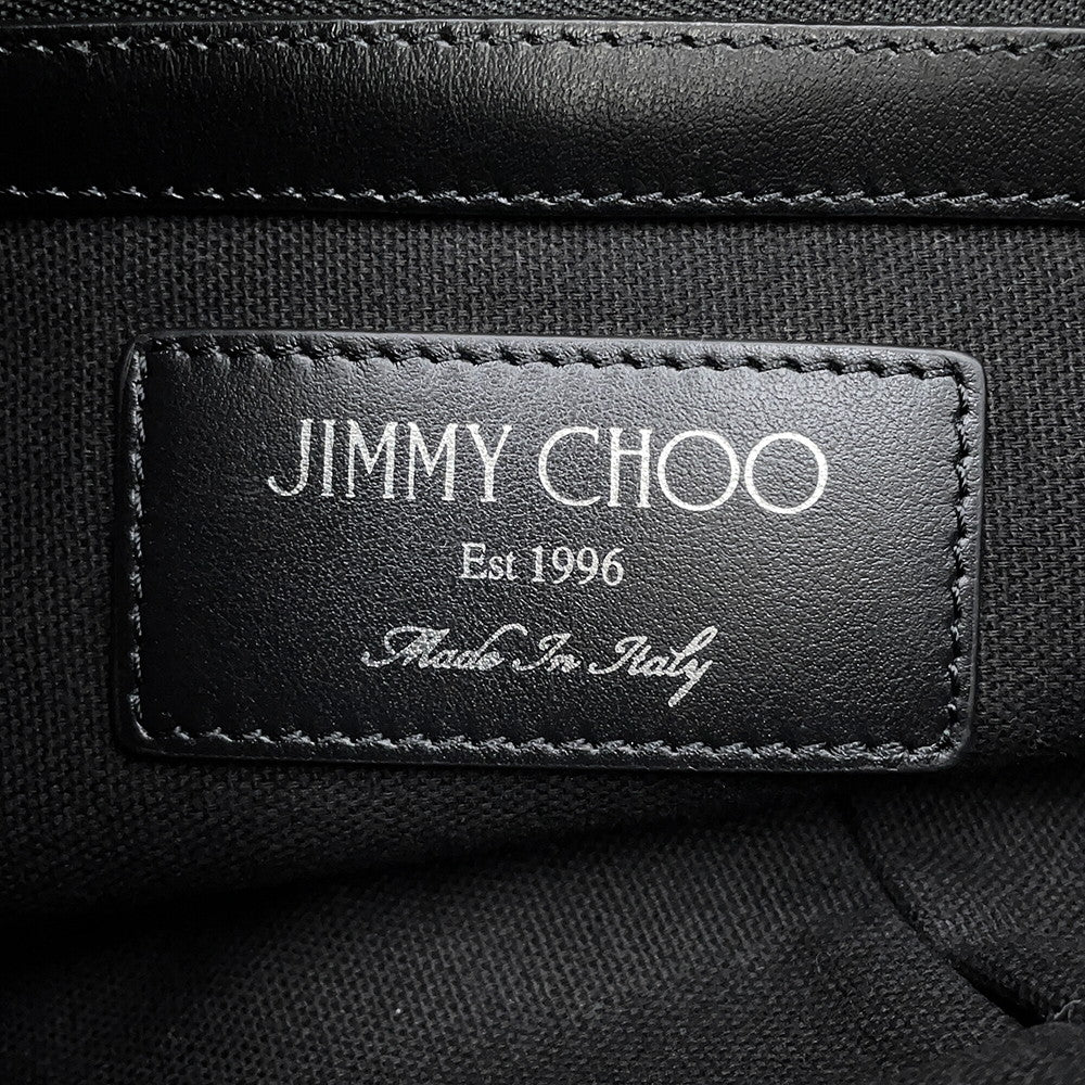 JIMMY CHOO Derek Starr Studded business bag Navy/Black Denim suede leather