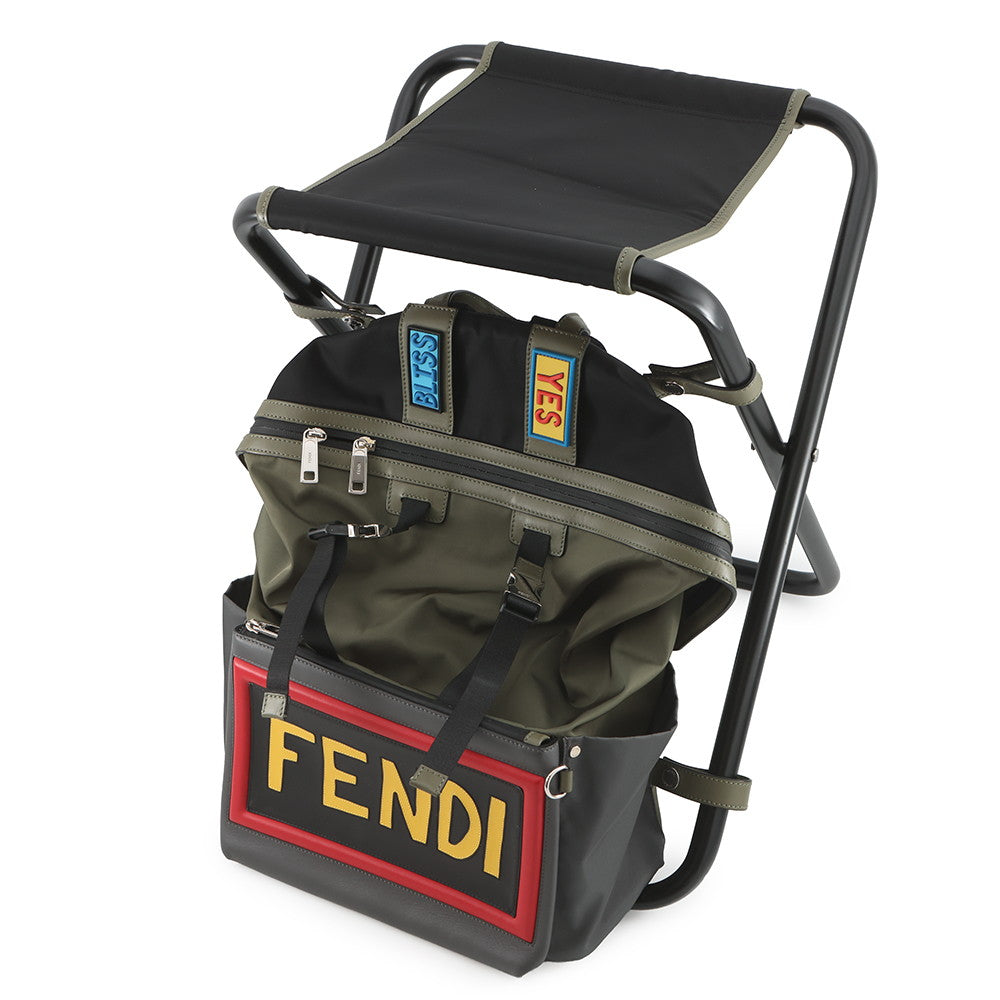 FENDI Backpack Khaki/Multicolor7VZ037 SIU Nylon Leather