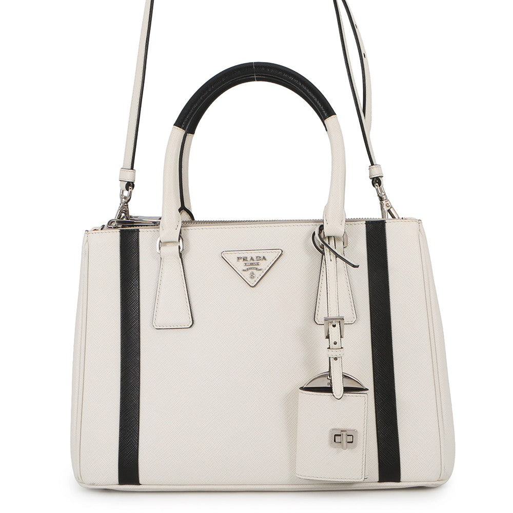 PRADA Galleria 2WAYBag White/Black1BA863 Leather