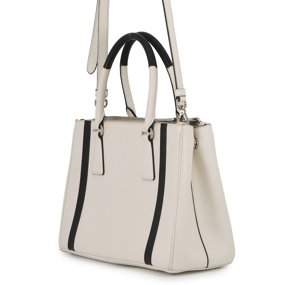 PRADA Galleria 2WAYBag White/Black1BA863 Leather