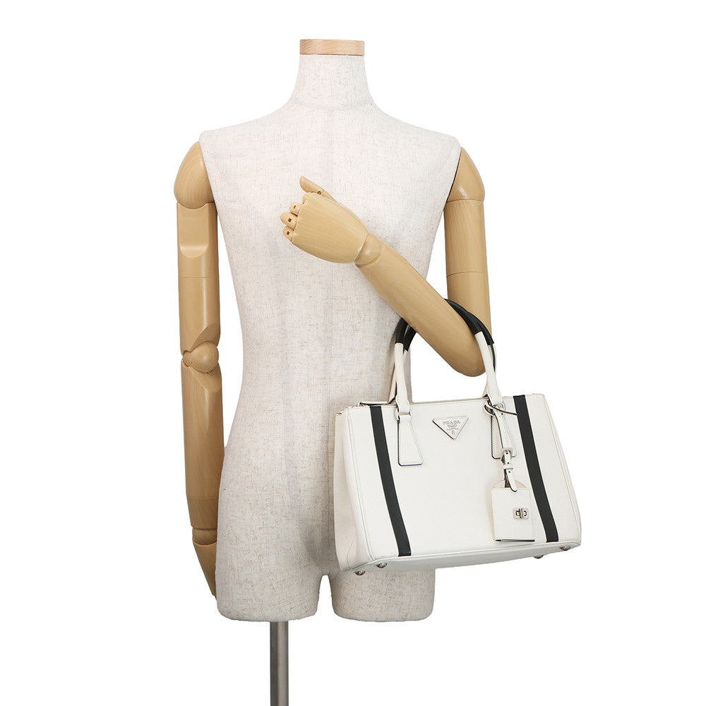 PRADA Galleria 2WAYBag White/Black1BA863 Leather