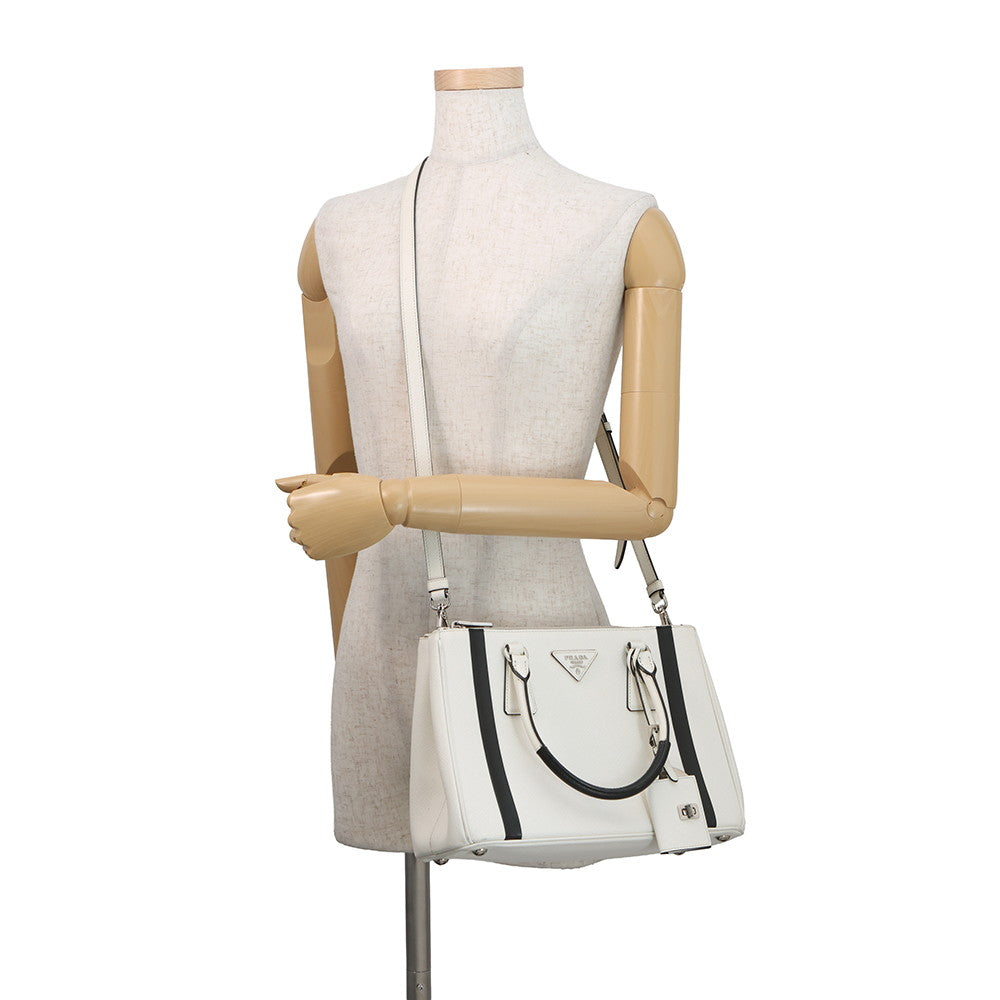 PRADA Galleria 2WAYBag White/Black1BA863 Leather