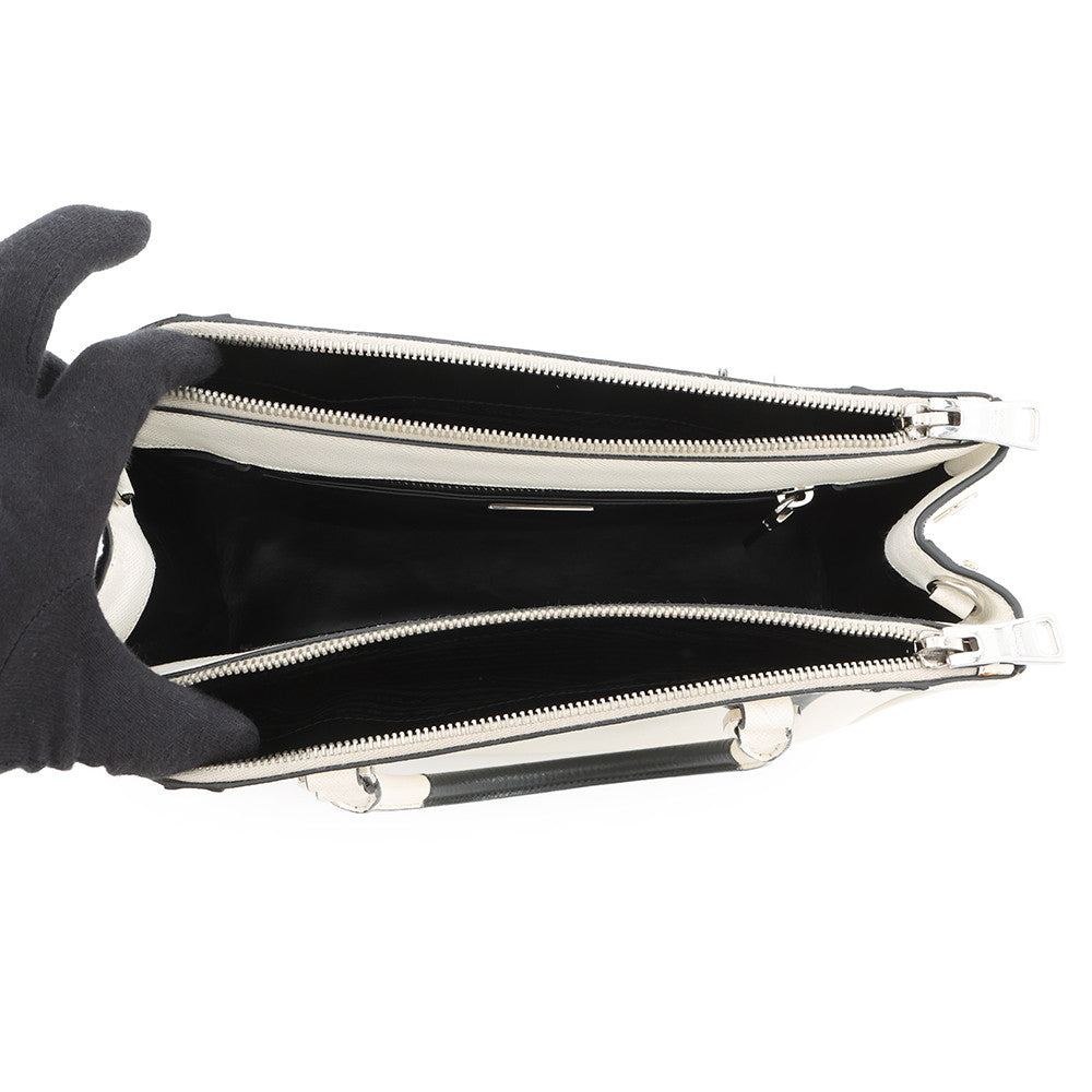 PRADA Galleria 2WAYBag White/Black1BA863 Leather