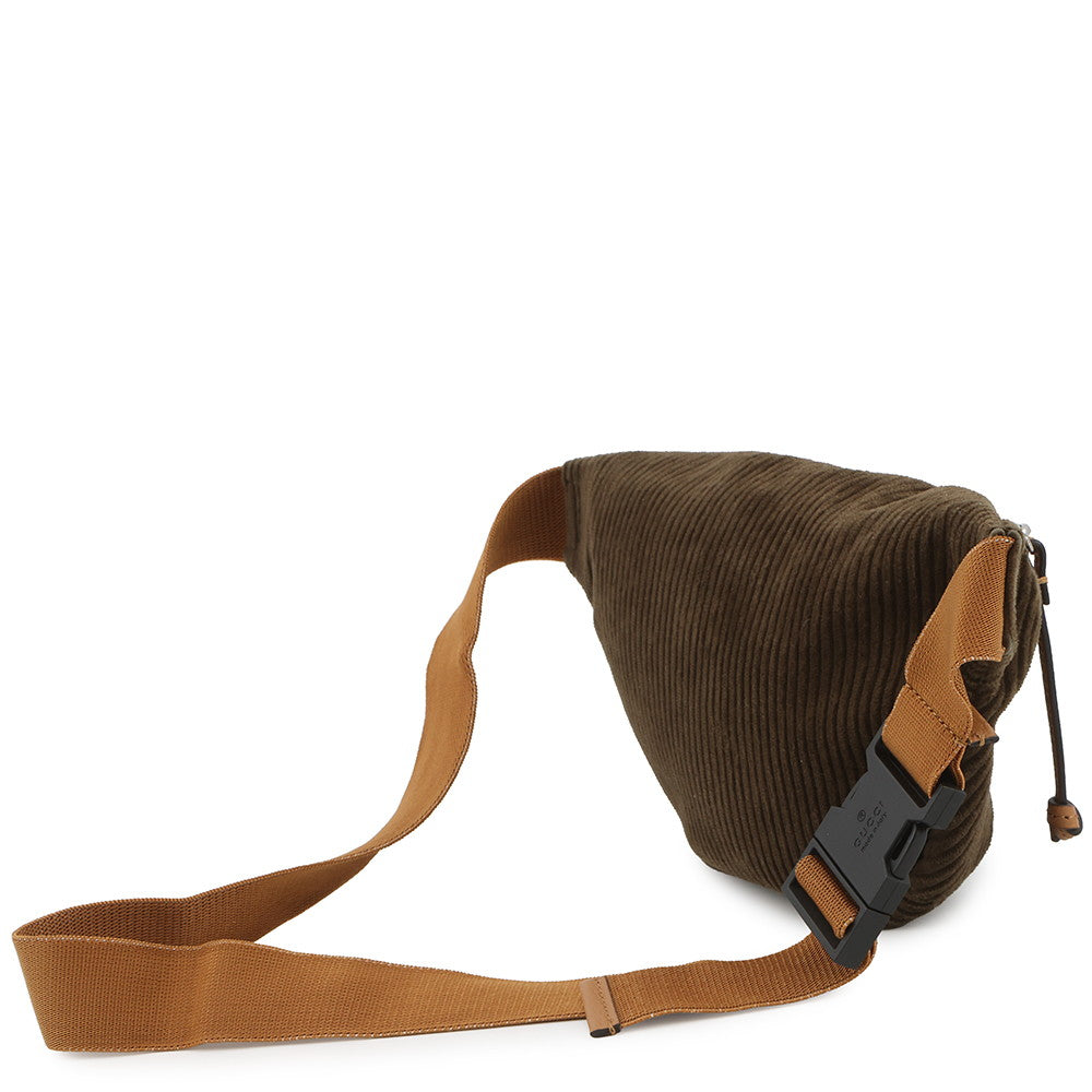 GUCCI Children's Waist Bag Khaki/Brown502095 Corduroy Leather