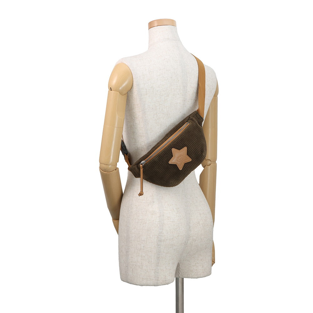 GUCCI Children's Waist Bag Khaki/Brown502095 Corduroy Leather