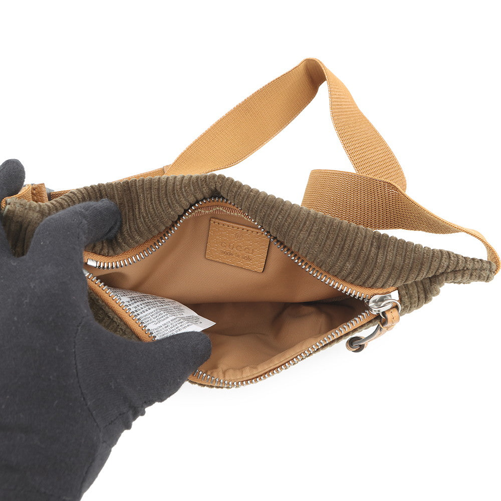 GUCCI Children's Waist Bag Khaki/Brown502095 Corduroy Leather