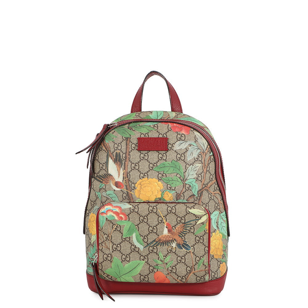 GUCCI GG Supreme Tian Backpack Beige/Red/Multicolor427042 GG Supreme Leather
