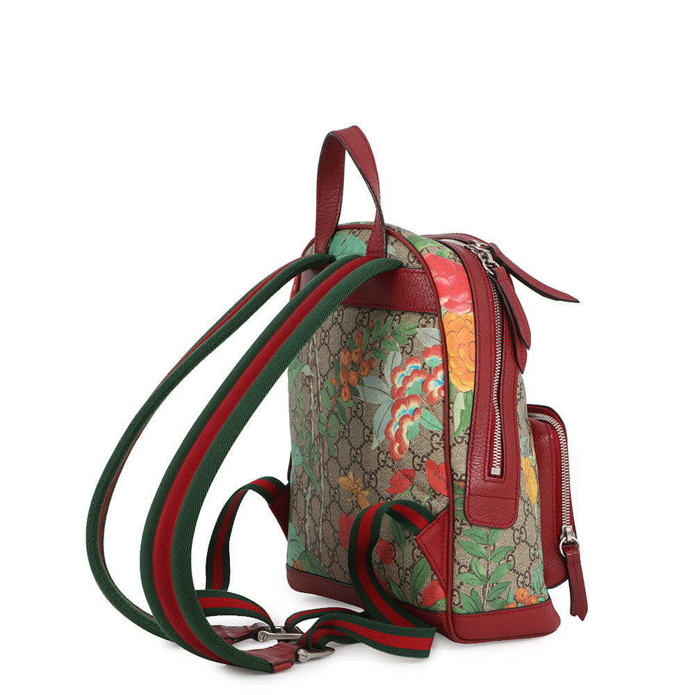 GUCCI GG Supreme Tian Backpack Beige/Red/Multicolor427042 GG Supreme Leather