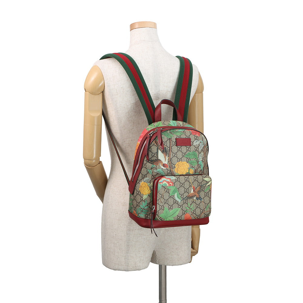 GUCCI GG Supreme Tian Backpack Beige/Red/Multicolor427042 GG Supreme Leather