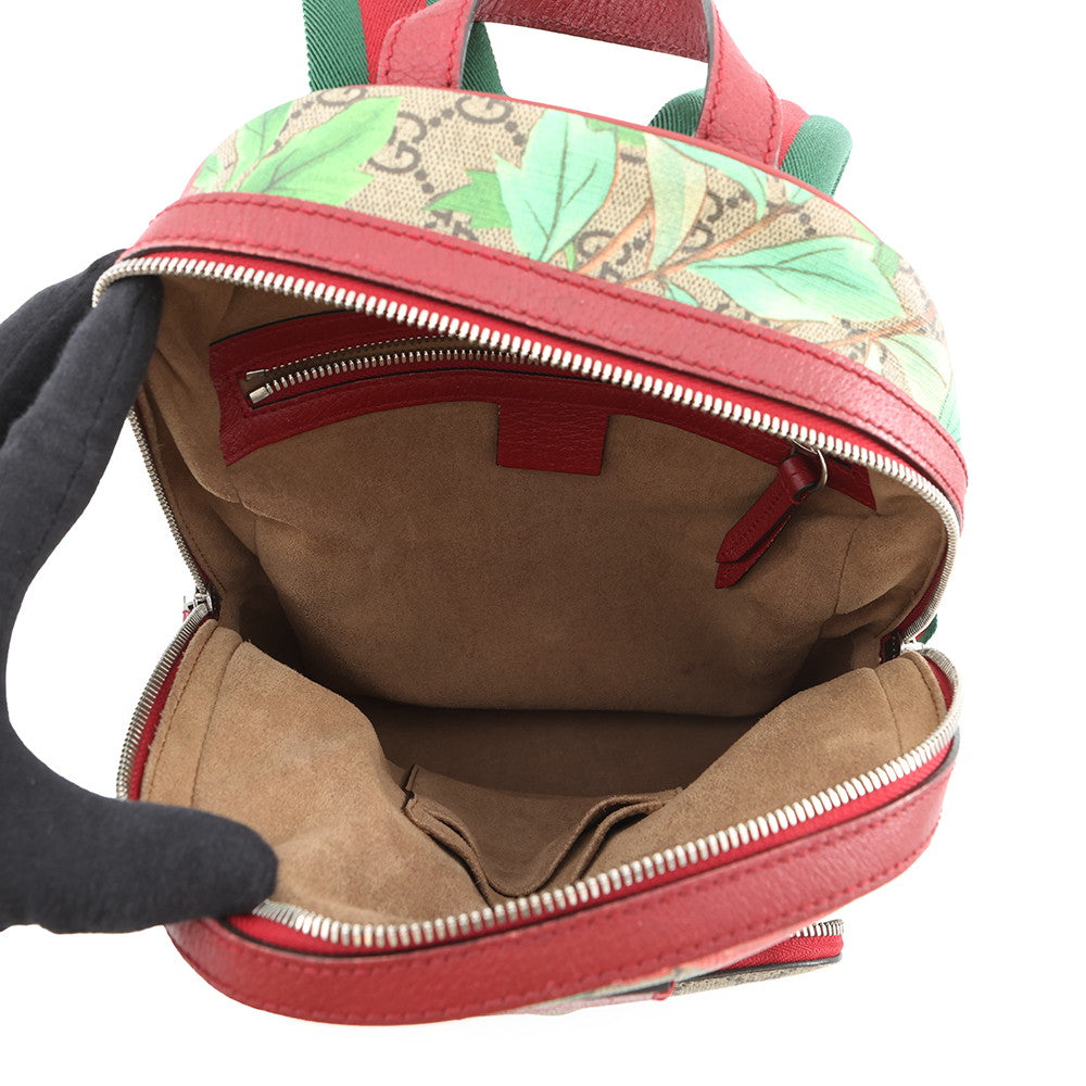 GUCCI GG Supreme Tian Backpack Beige/Red/Multicolor427042 GG Supreme Leather