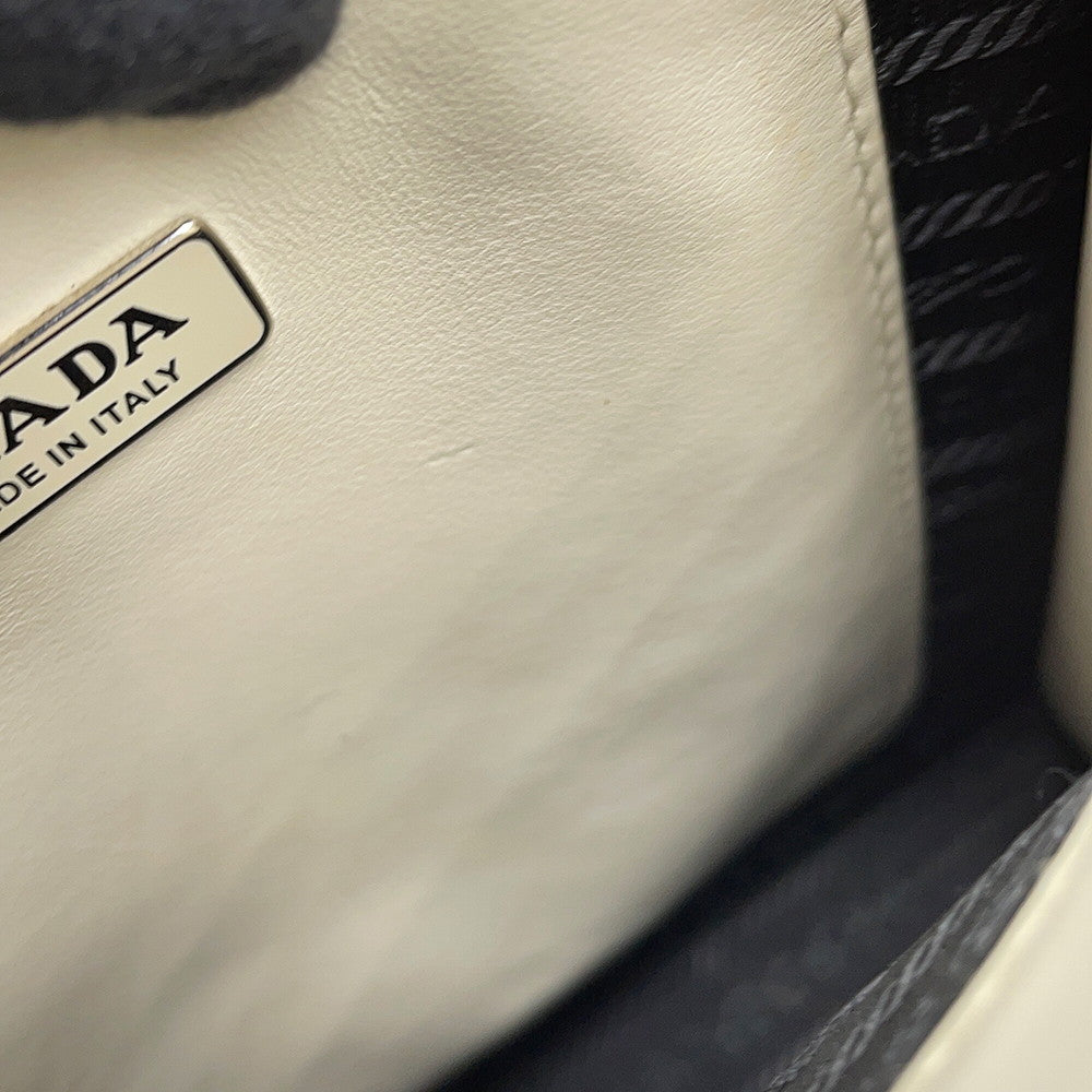 PRADA Triangle Mini 2WAY Bag White1BA333 Leather