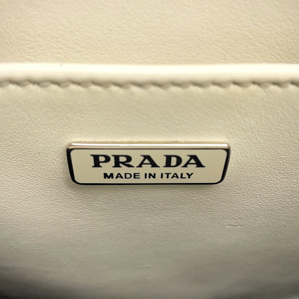 PRADA Triangle Mini 2WAY Bag White1BA333 Leather