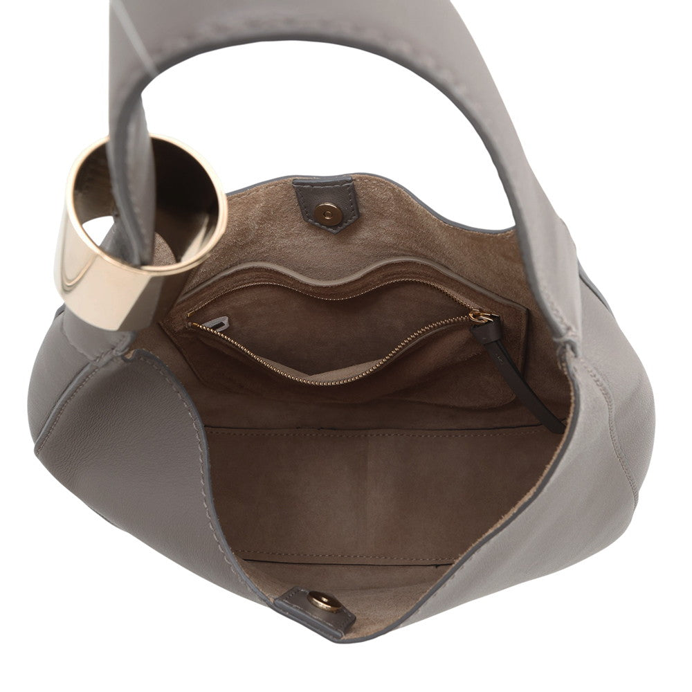 JIMMY CHOO STEVIE NAP One-Shoulder Bag Gray Leather