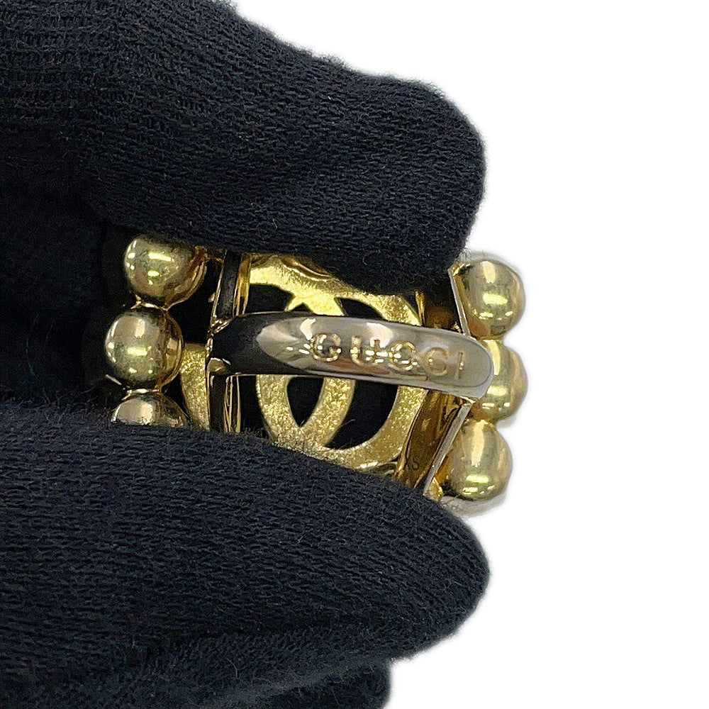 GUCCI Double G Logo Ring Size XS Gold Plated Faux Pearl