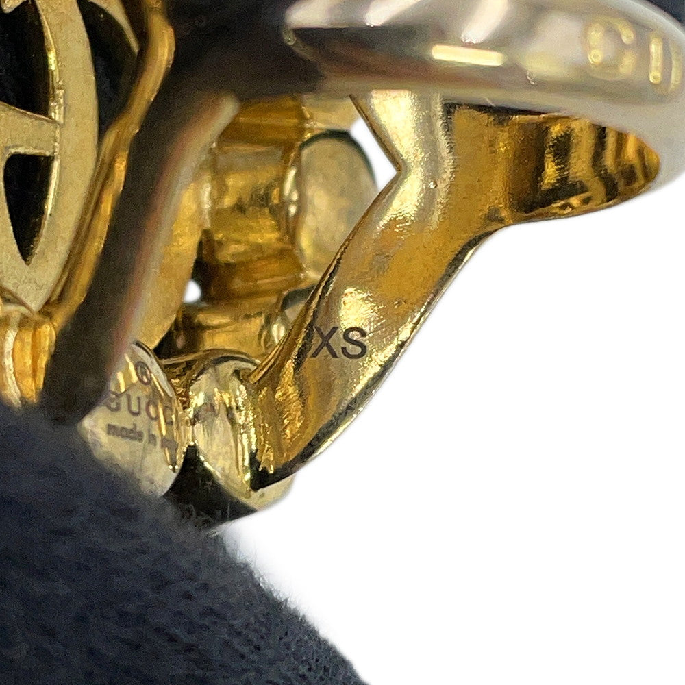 GUCCI Double G Logo Ring Size XS Gold Plated Faux Pearl