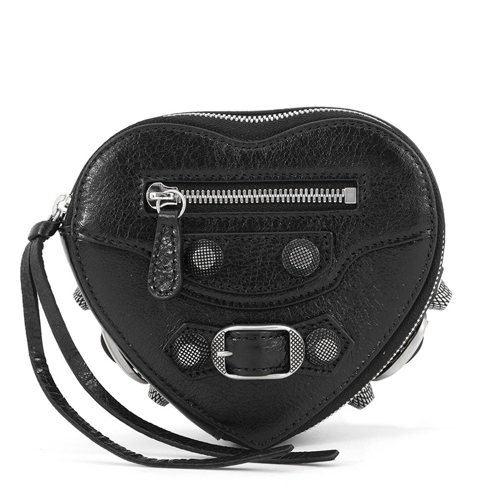 BALENCIAGA Lucagol Heart Pouch Black7716741VG9Y1000 Leather