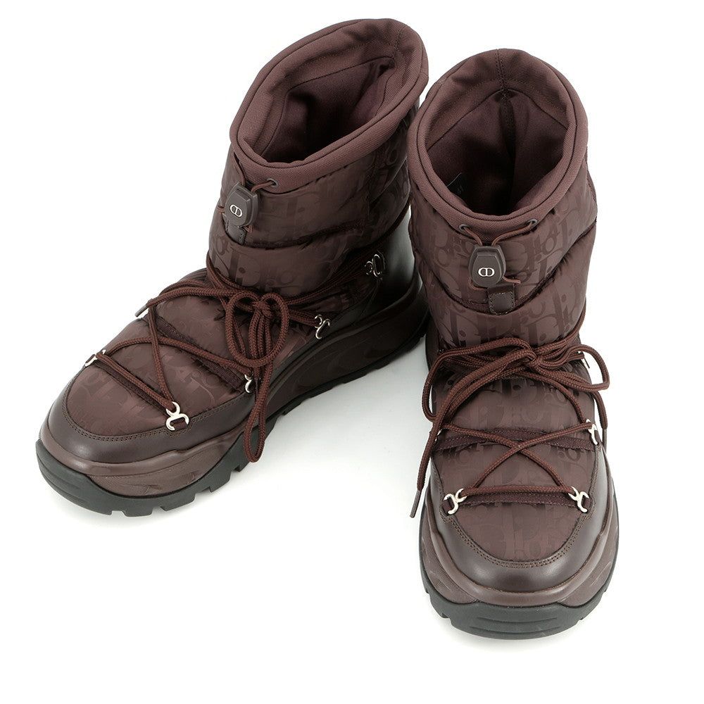 Dior Oblique Mirage Snow Boots Peter Doig Collaboration Brown3BO267ZLP Nylon Leather Size 41